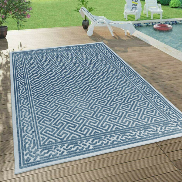 Canora Grey Maplecrest Soft Blue/Cream Outdoor Rug Wayfair.co.uk